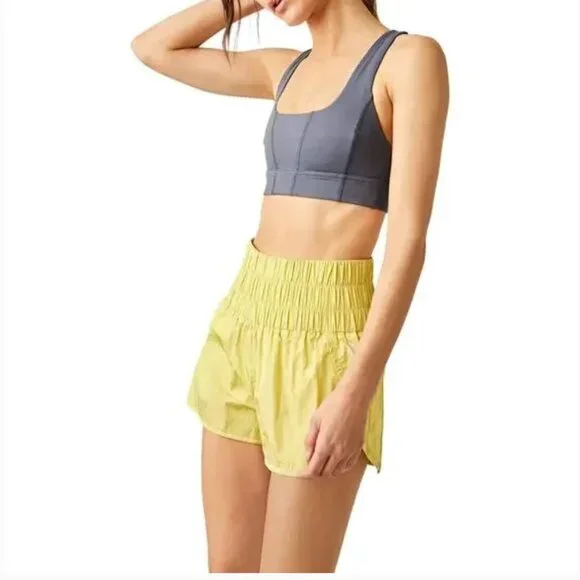 Free People Movement The Way Home Shorts Women's Large Pomelo Yellow High Waist - Picture 2 of 15